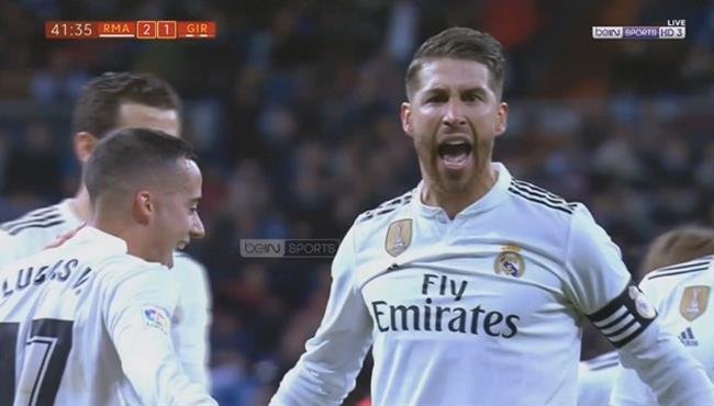 هدف ريال مدريد الثاني في مرمي جيرونا .. سيرجو راموس